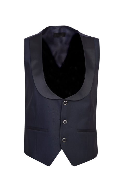 Mid Navy 7 Drop Slim Fit Pointed Lapel Tuxedo & Groom Suit