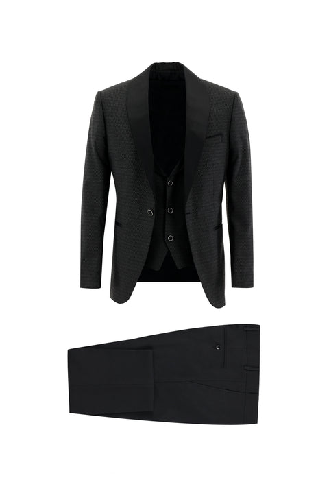Dark Gray 7 Drop Slim Fit Tuxedo & Groom Suit