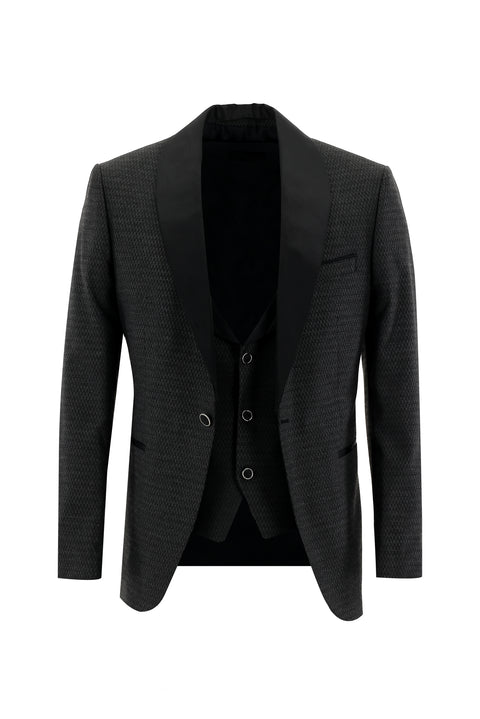 Dark Gray 7 Drop Slim Fit Tuxedo & Groom Suit