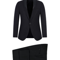Siyah 7 Drop Slim Fit Dar Kesim Şal Yaka Smokin & Damatlık