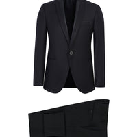 Siyah 7 Drop Slim Fit Dar Kesim Şal Yaka Smokin & Damatlık