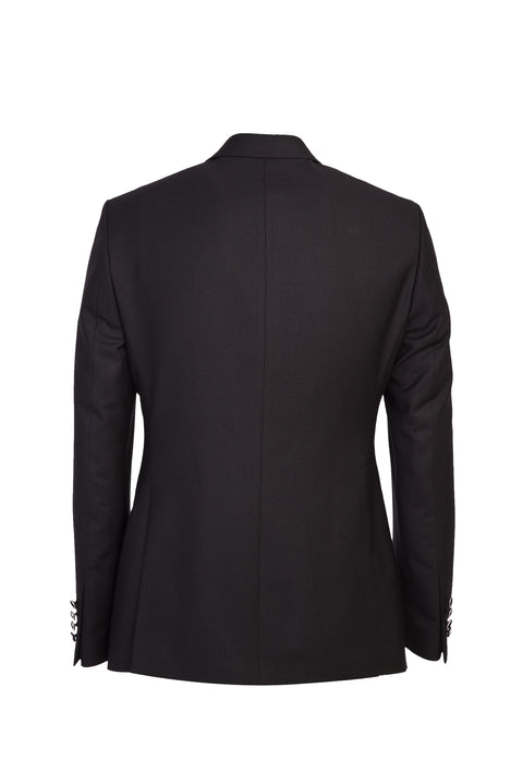 Siyah 7 Drop Slim Fit Dar Kesim Sivri Yaka Yelekli Smokin & Damatlık