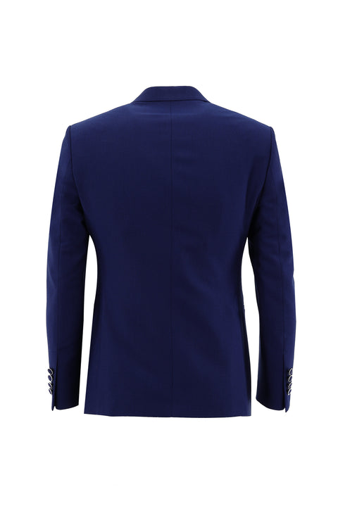 Dark Blue 7 Drop Slim Fit Narrow Cut Pointed Collar Vest Tuxedo & Groom Suit