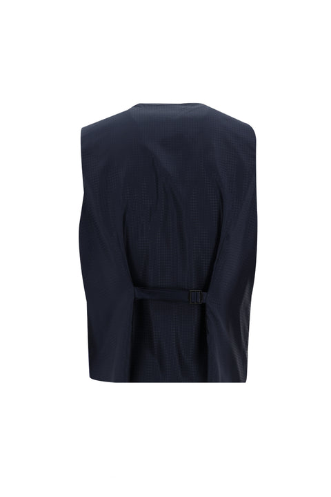 Light Navy Blue 7 Drop Slim Fit Narrow Cut Mono Collar Vest Tuxedo & Groom Suit