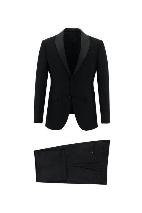 Black 7 Drop Slim Fit Tuxedo & Groom Suit