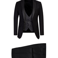 Black Mono-Lace 7 Drop Slim Fit Patterned Tuxedo & Groom Suit