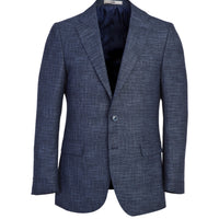 Medium Navy 8 Drop Muscle Fit Long Athletic Cut Patterned Jacket