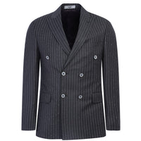 Light Anthracite 7 Drop Slim Fit Striped Double-Breasted Jacket