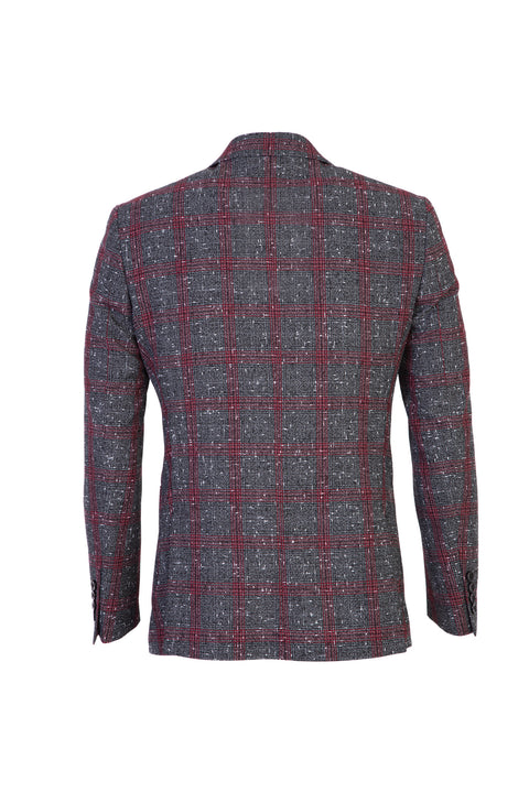 Dark Burgundy 6 Drop Regular Fit Standard Cut AK PLAID JACKET
