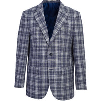Dark Navy 4-Drop Relaxed Fit Plaid Jacket