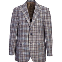 Medium Brown 4 Drop Relaxed Fit Plaid Jacket