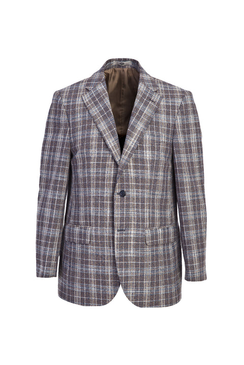 Medium Brown 4 Drop Relaxed Fit Plaid Jacket