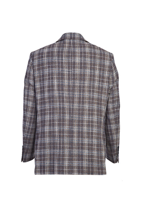 Medium Brown 4 Drop Relaxed Fit Plaid Jacket