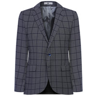 Light Navy 7 Drop Slim Fit Narrow Cut AK Plaid Jacket