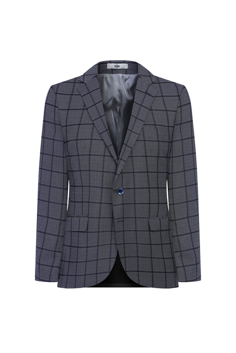 Light Navy 7 Drop Slim Fit Narrow Cut AK Plaid Jacket