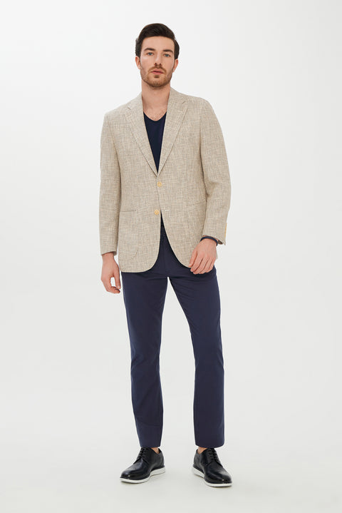 Light Grey 4 Drop Relaxed Fit Casual Patterned Wool Sport Jacket