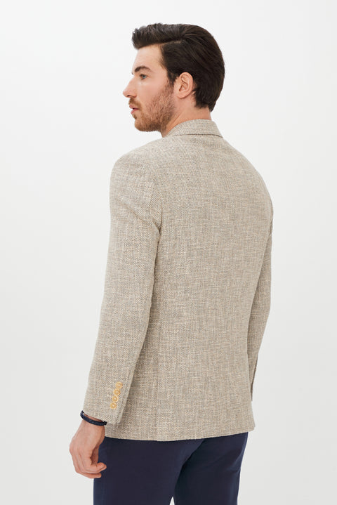 Light Grey 4 Drop Relaxed Fit Casual Patterned Wool Sport Jacket