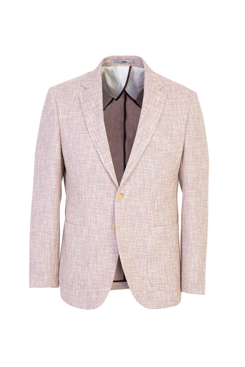 Light Burgundy 7 Drop Slim Fit Narrow Cut Wool Patterned Sport Jacket