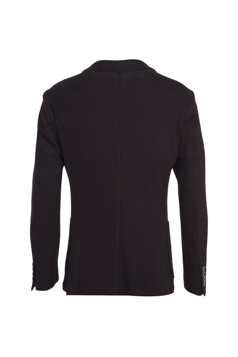 Siyah Lacivert 7 Drop Slim Fit Dar Kesim Örme Pamuk Ceket