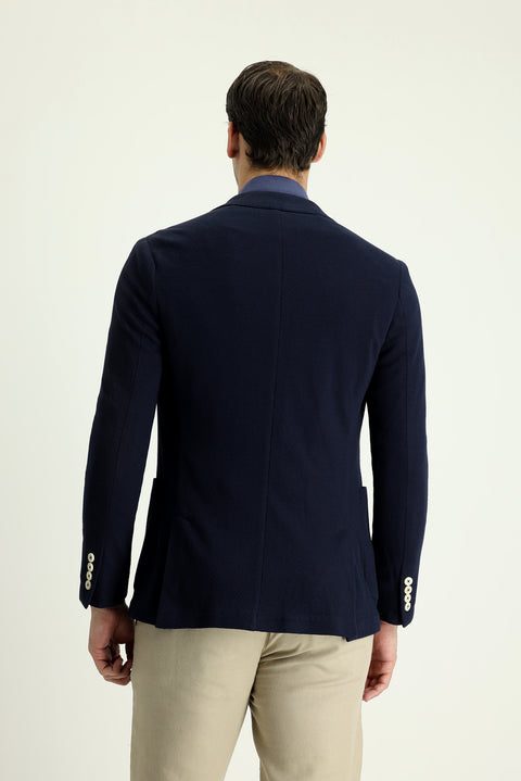 Siyah Lacivert 7 Drop Slim Fit Dar Kesim Ak.Yd.Örme Ceket