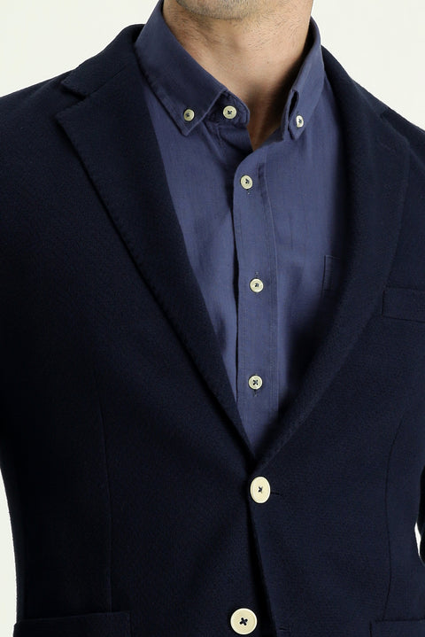 Siyah Lacivert 7 Drop Slim Fit Dar Kesim Ak.Yd.Örme Ceket