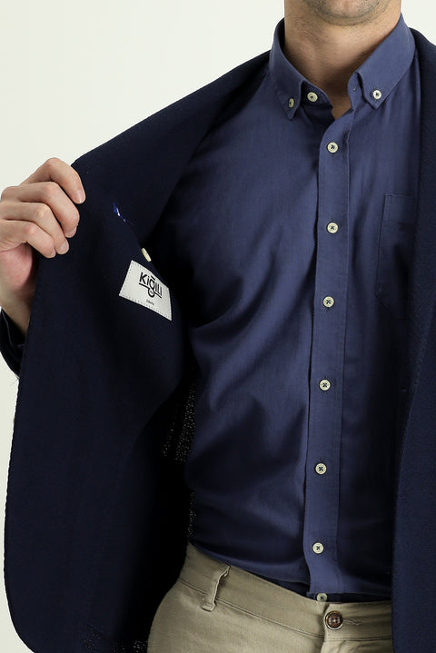 Siyah Lacivert 7 Drop Slim Fit Dar Kesim Ak.Yd.Örme Ceket