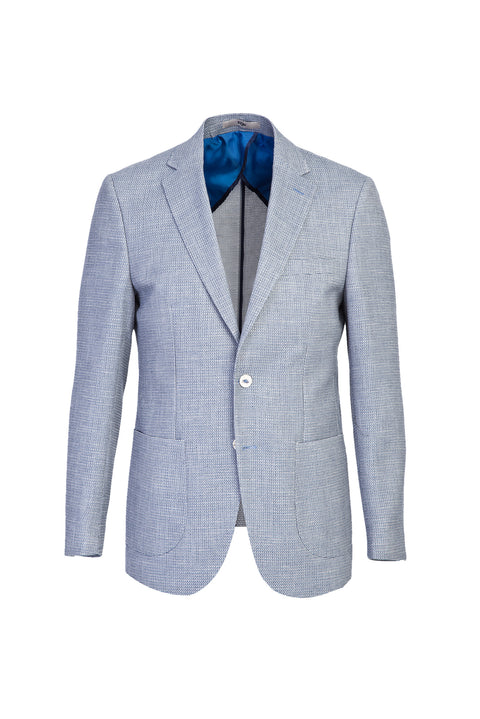 Light Blue 7 Drop Slim Fit Eyelet Jacket