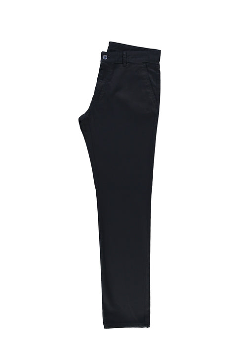 Dark Navy Regular Fit Standard Cut Canvas / Chino Pants with Lycra