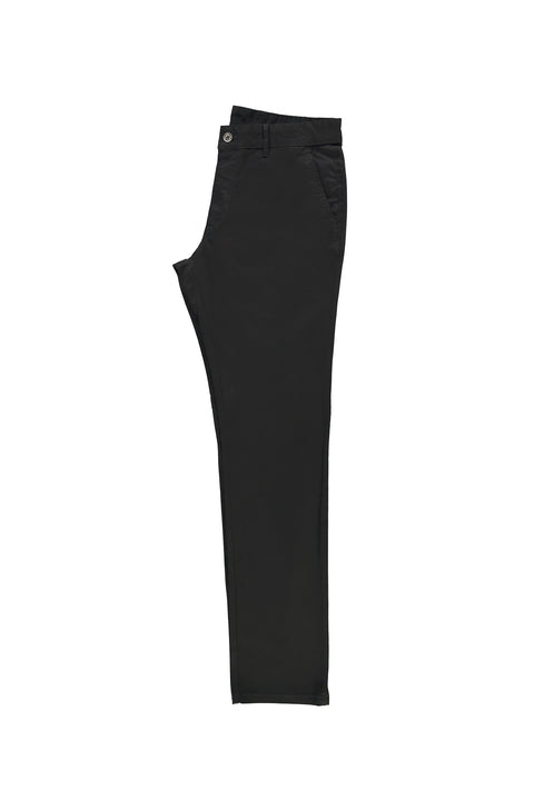 Black Regular Fit Standard Cut Lycra Canvas / Chino Trousers