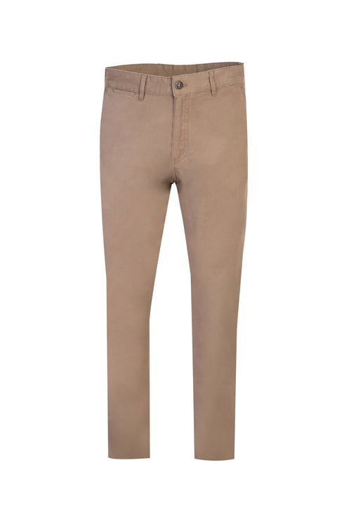 Dark Beige Relaxed Fit Stretch Canvas / Chino Trousers