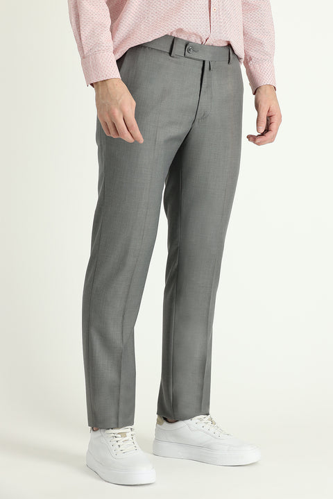 Light Grey Melange 7 Drop Slim Fit Classic Fabric Trousers