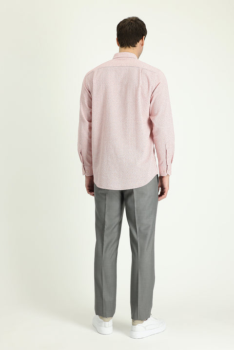 Light Grey Melange 6 Drop Regular Fit Standard Cut Classic Fabric Trousers