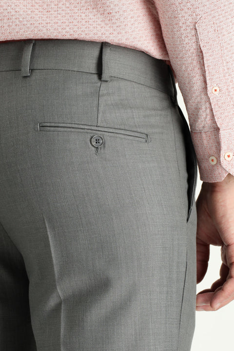 Light Grey Melange 7 Drop Slim Fit Classic Fabric Trousers