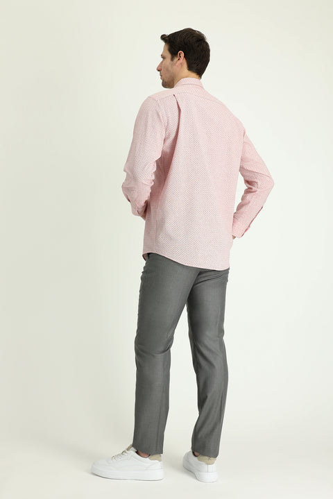 Medium Grey Melange 7 Drop Slim Fit Classic Fabric Trousers