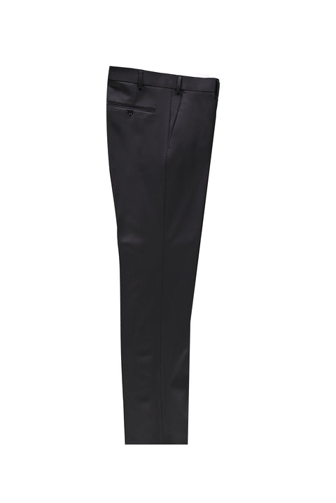 Black 6 Drop Regular Fit Standard Cut Classic Fabric Trousers