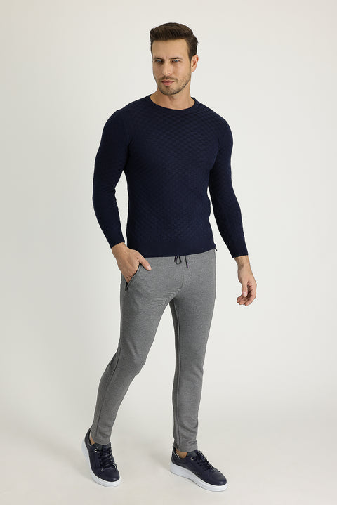 Black Slim Fit Narrow Cut Jogger Pants with Elastic Waistband and Drawstring