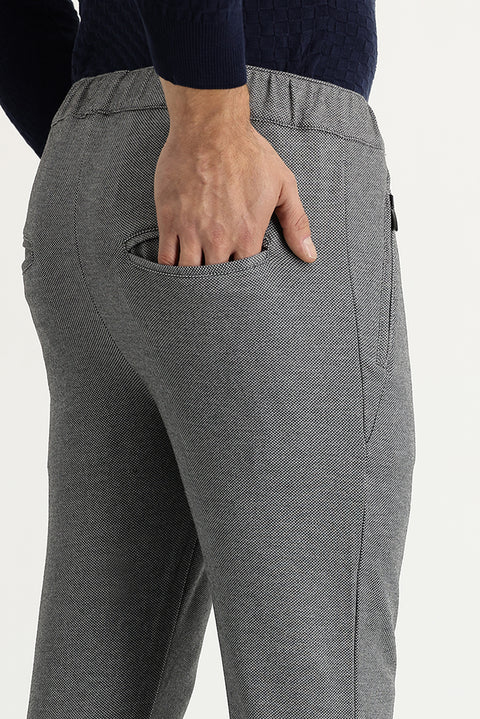 Black Slim Fit Narrow Cut Jogger Pants with Elastic Waistband and Drawstring