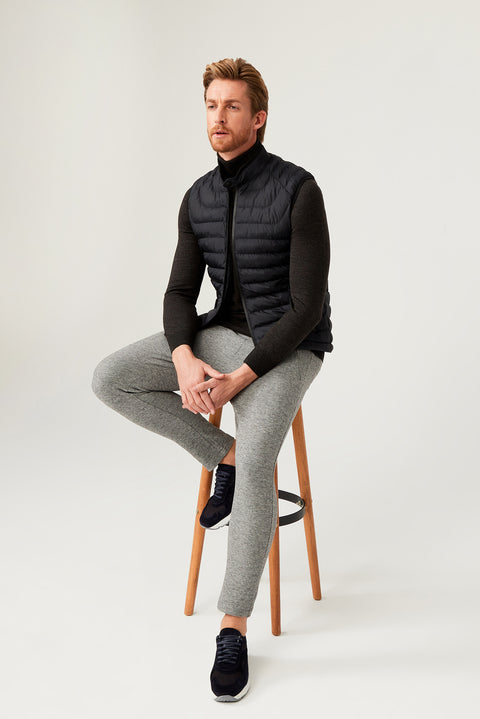 Medium Grey Slim Fit Narrow Cut Jogger Pants with Elastic Waistband and Drawstring