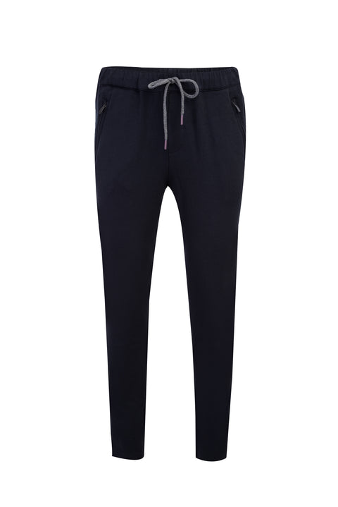 Medium Navy Slim Fit Narrow Cut Jogger Pants with Elastic Waist and Drawstring