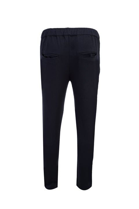 Medium Navy Slim Fit Narrow Cut Jogger Pants with Elastic Waist and Drawstring