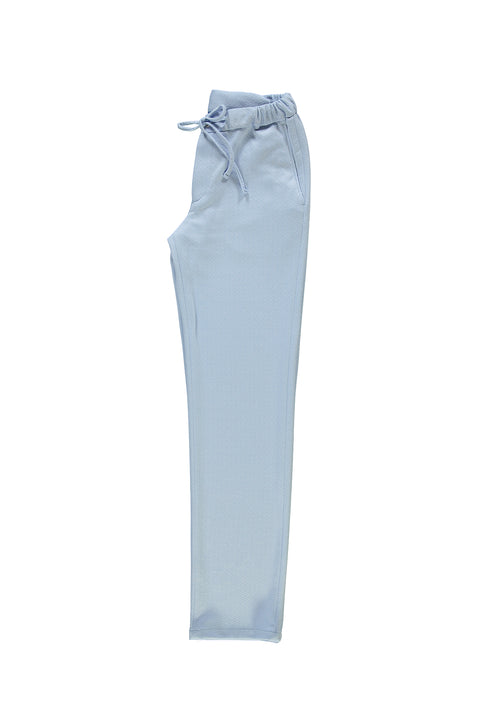 Pale Blue Regular Fit Standard Cut Elastic Waist Drawstring Pants