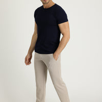 Mid Beige Regular Fit Standard Cut Elasticated Waist Drawstring Trousers