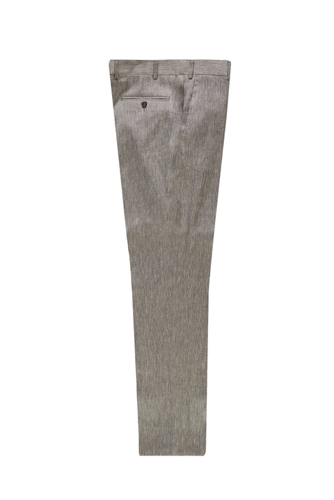 Light Grey 6 Drop Regular Fit Standard Cut Linen Classic Fabric Trousers