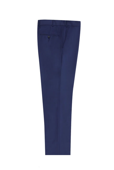 Dark Blue 6 Drop Regular Fit Standard Cut Classic Fabric Wool Trousers