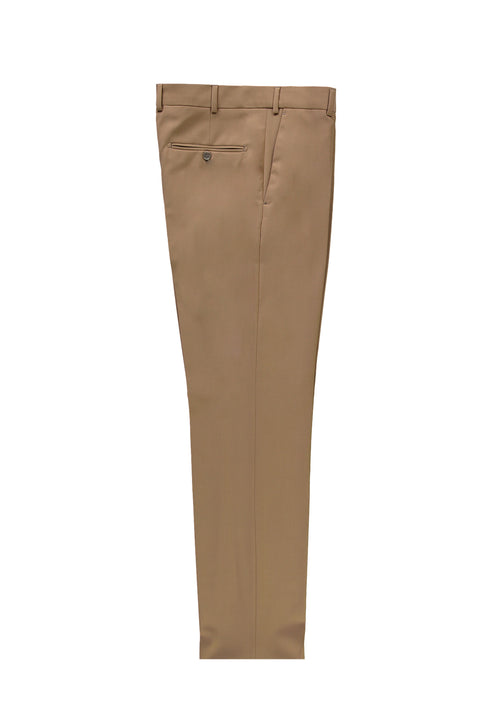 Açık Kahve  6 Drop Regular Fit Standart Kesim Yünlü Klasik Kumaş Pantolon
