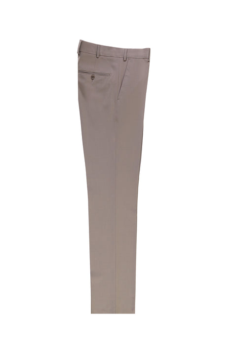 Medium Beige 7 Drop Slim Fit Narrow Cut Classic Wool Fabric Trousers