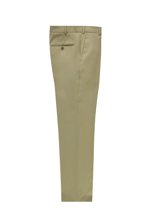 Moss Green 7 Drop Slim Fit Narrow Cut Classic Wool Fabric Trousers