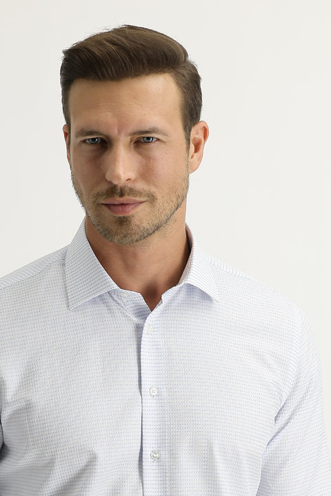 Light Blue Long Sleeve Slim Fit Patterned Shirt