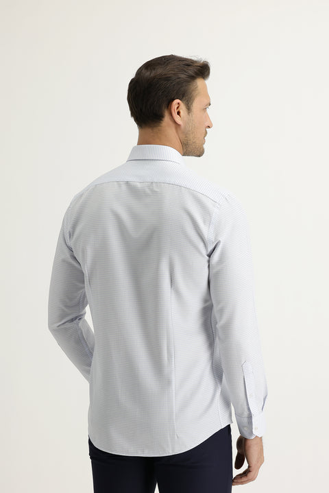 Light Blue Long Sleeve Slim Fit Patterned Shirt