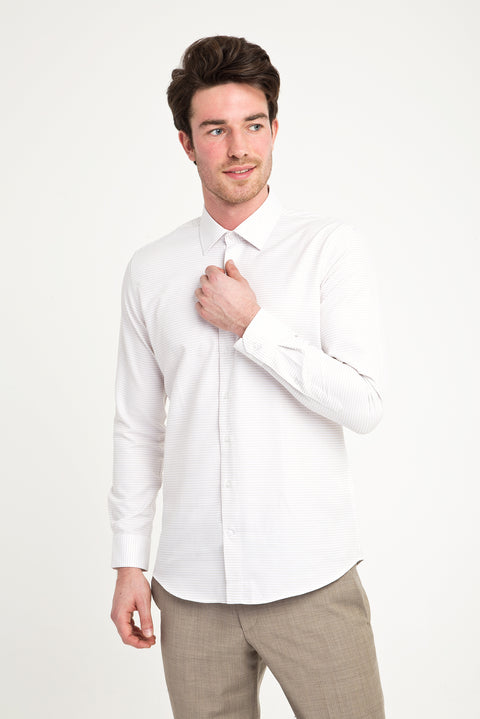 Light Brown Long Sleeve Slim Fit Patterned Shirt
